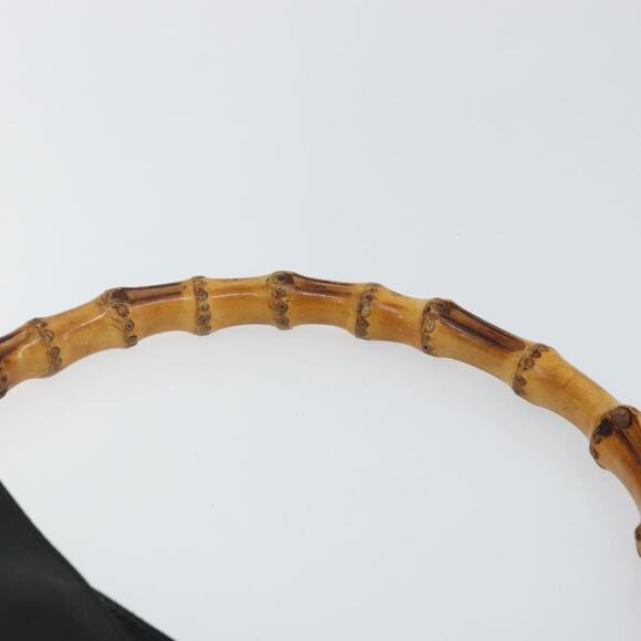 GUCCI Bamboo Hand Bag Leather Black Gold 001 3754 001 3754 - Picture 8 of 12